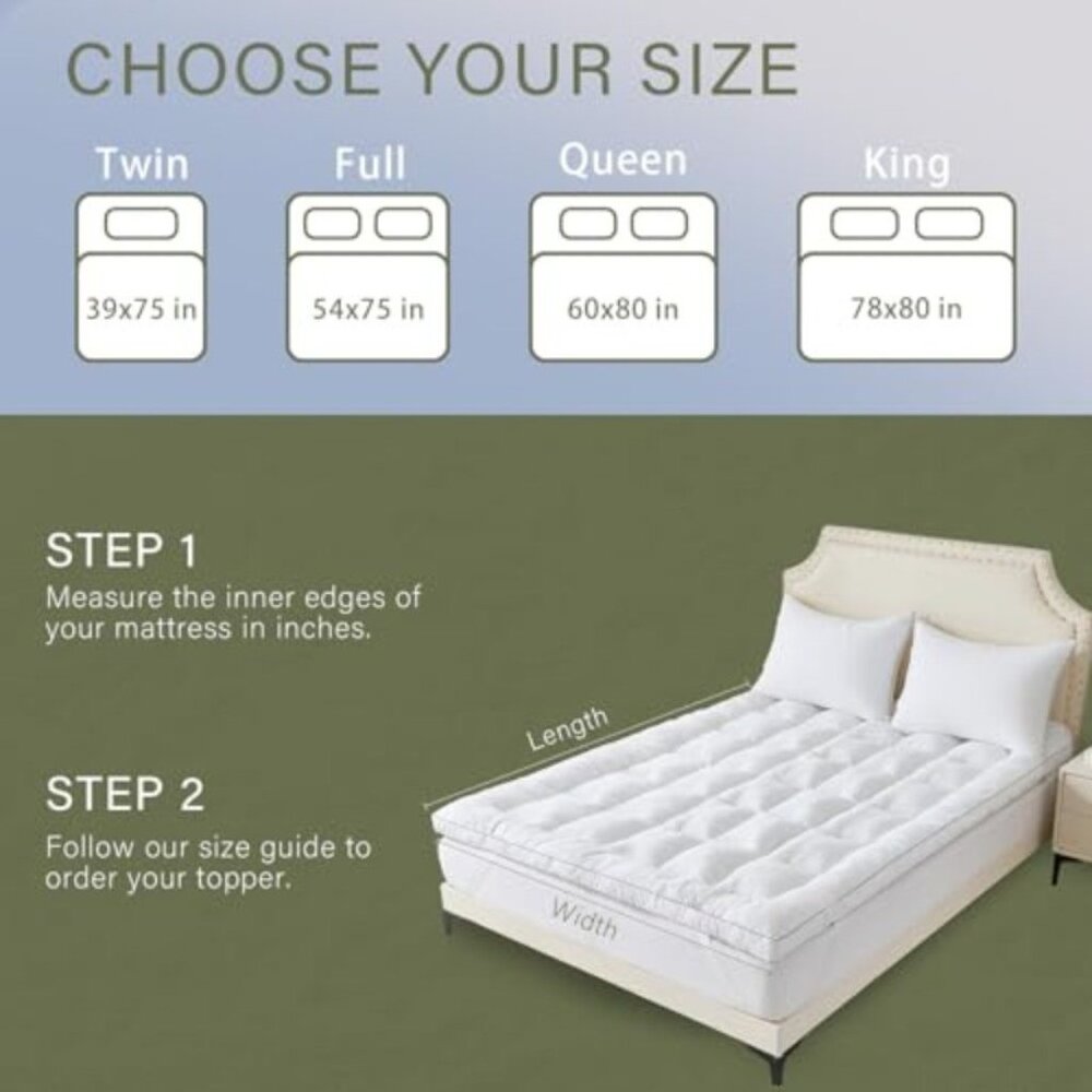 2 Inch Memory Foam Mattress Topper Twin for Back Pain, Extra Soft Pillow Top Mat - Picture 5 of 7